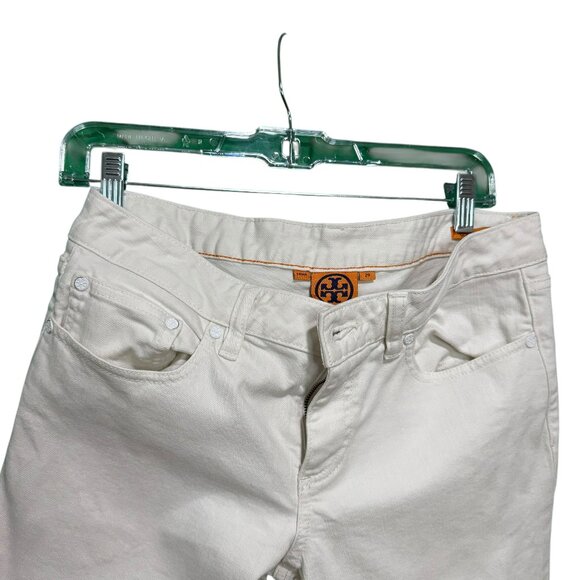 Tory Burch Alexa Cropped Skinny Jeans White Denim Size 29 - Picture 2 of 7